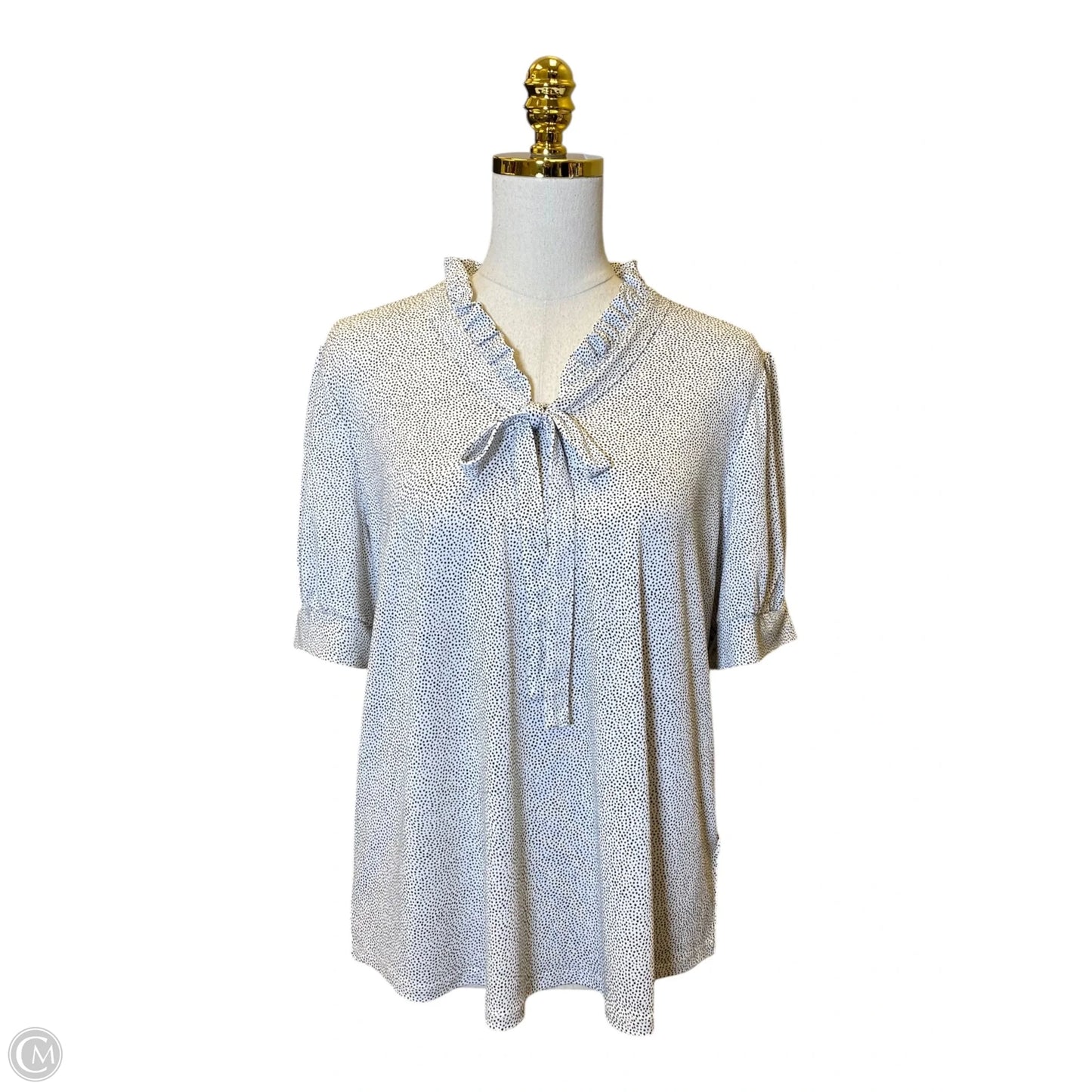 Top Short Sleeve By Adrianna Papell In Black & White, Size: L