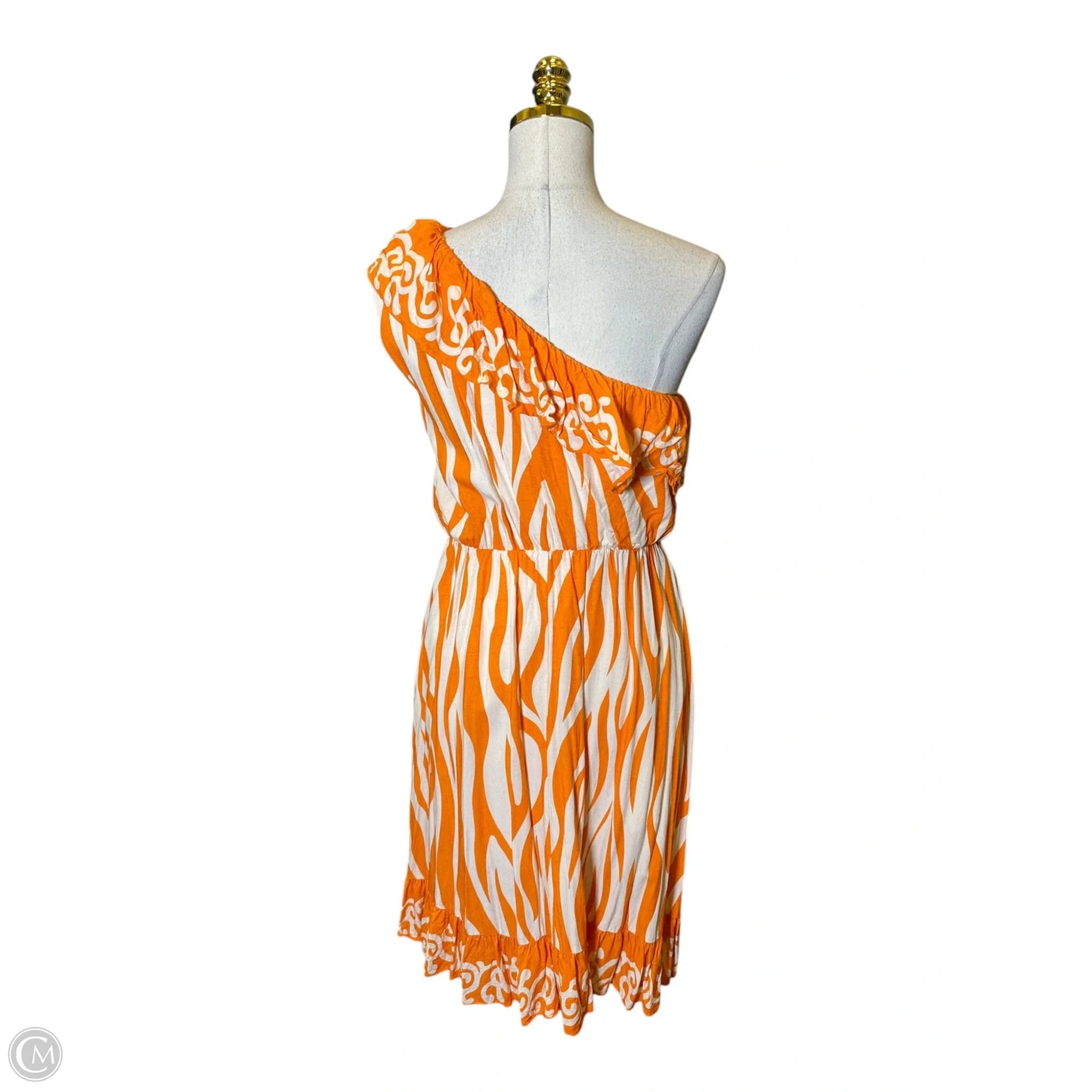 Dress Casual Midi By Clothes Mentor In Orange & White, Size: S