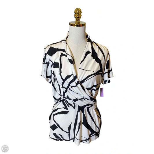 Top Short Sleeve By Dkny In Black & White, Size: L