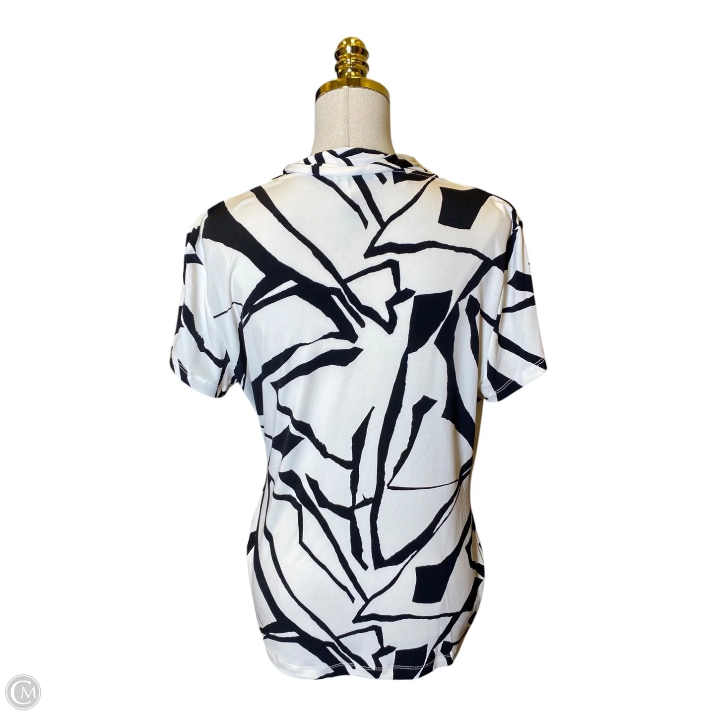 Top Short Sleeve By Dkny In Black & White, Size: L