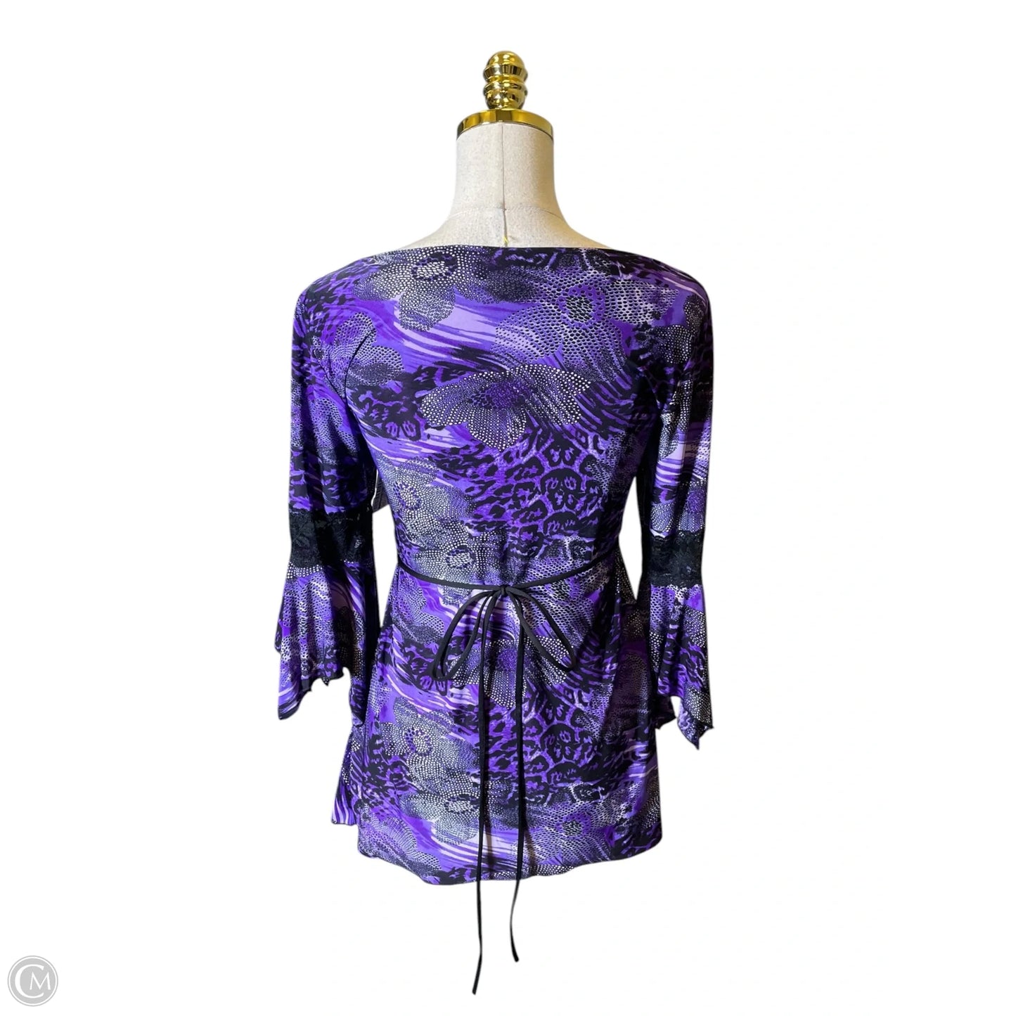 Top 3/4 Sleeve By Clothes Mentor In Black & Purple, Size: M