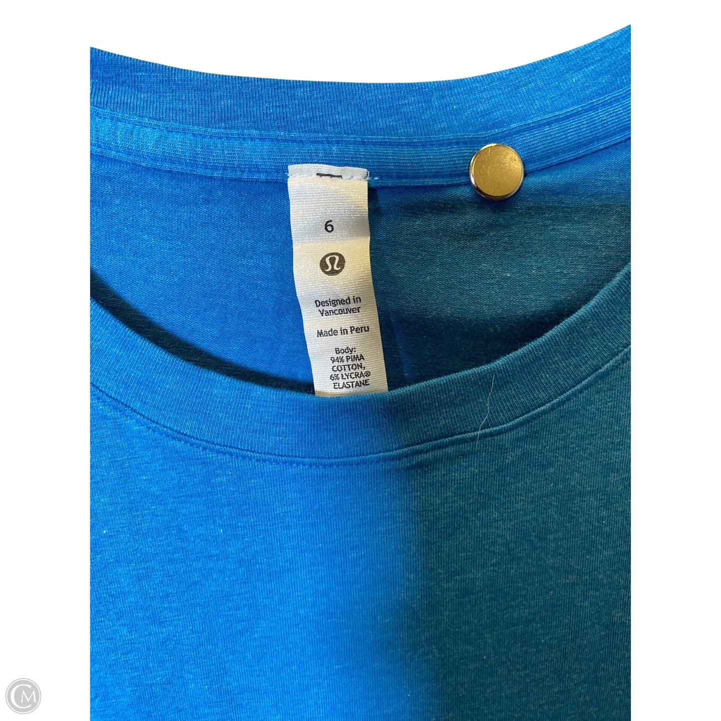 Athletic Top Short Sleeve By Lululemon In Blue, Size: 6