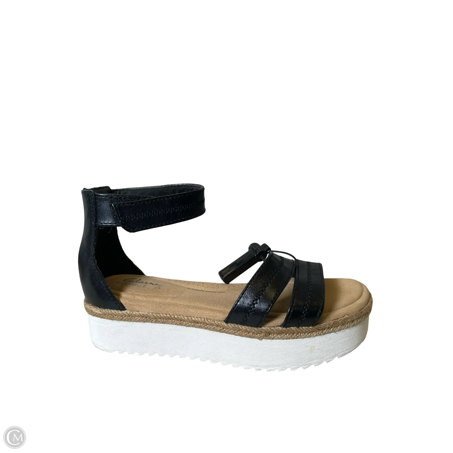 Sandals Heels Wedge By Clarks In Black & Tan, Size: 7