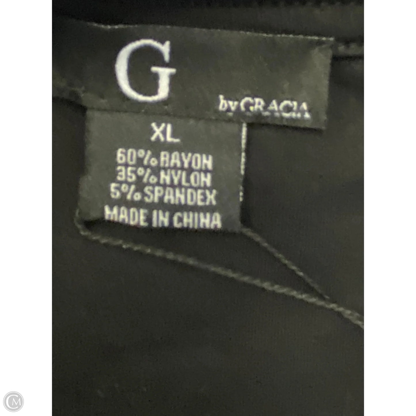 Top Short Sleeve By Gracia In Black, Size: Xl