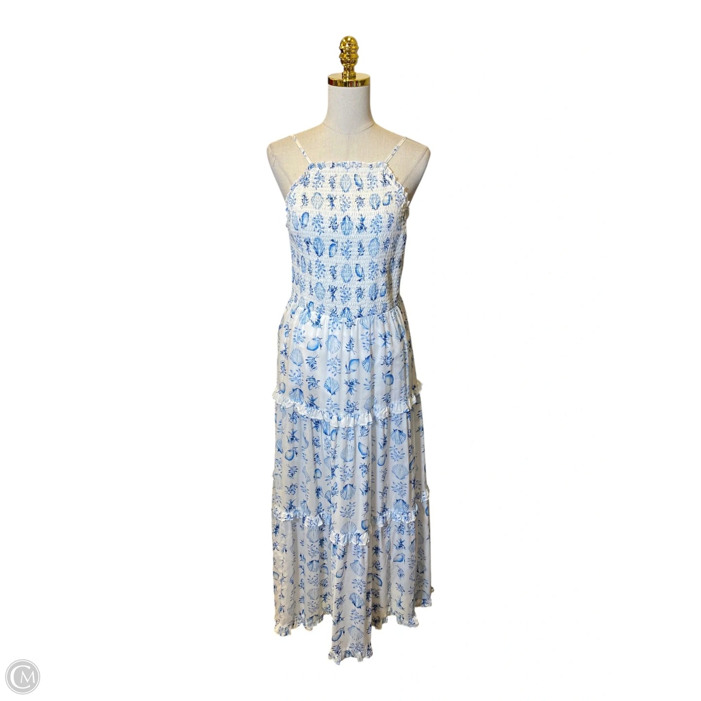 Dress Casual Maxi By Ann Taylor In Blue & White, Size: S