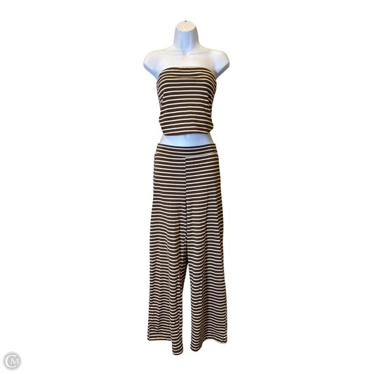 Top 2pc Sleeveless By Bluivy In Brown & Cream, Size: S