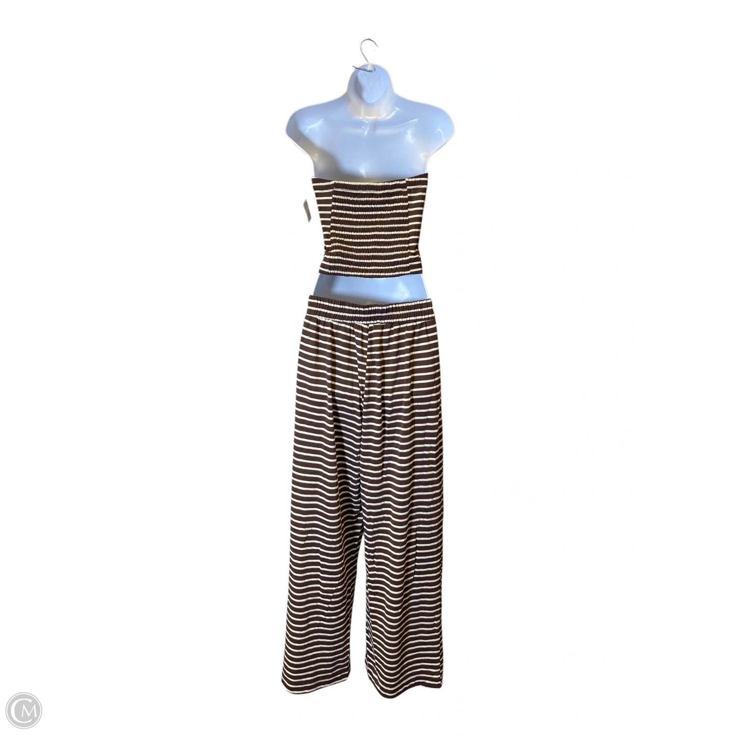 Top 2pc Sleeveless By Bluivy In Brown & Cream, Size: S