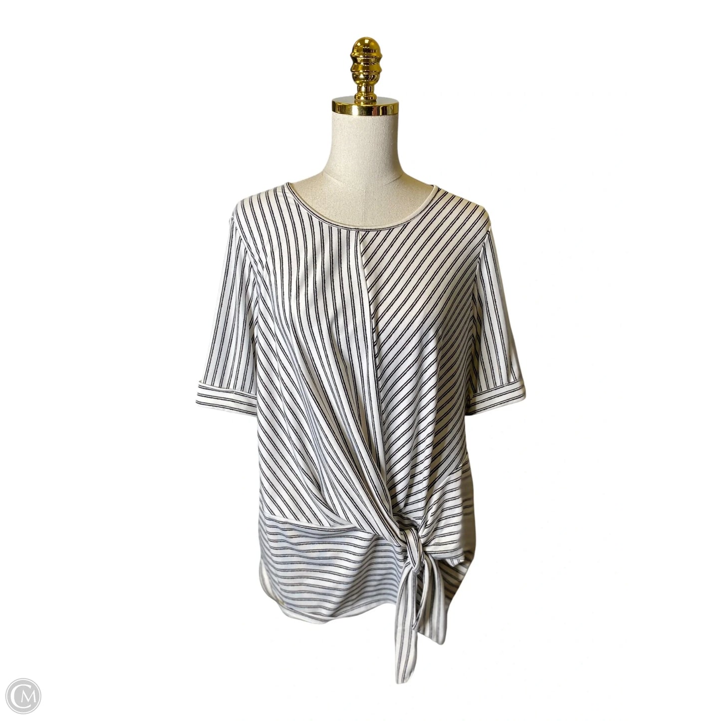 Top Short Sleeve By Perseption Concept In Striped Pattern, Size: Xl