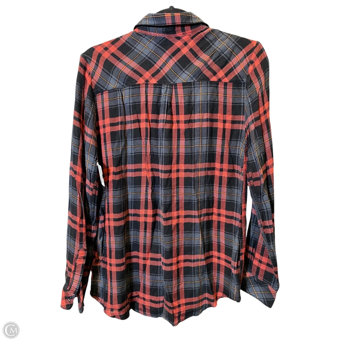 Blouse Long Sleeve By Beachlunchlounge In Plaid Pattern, Size: S