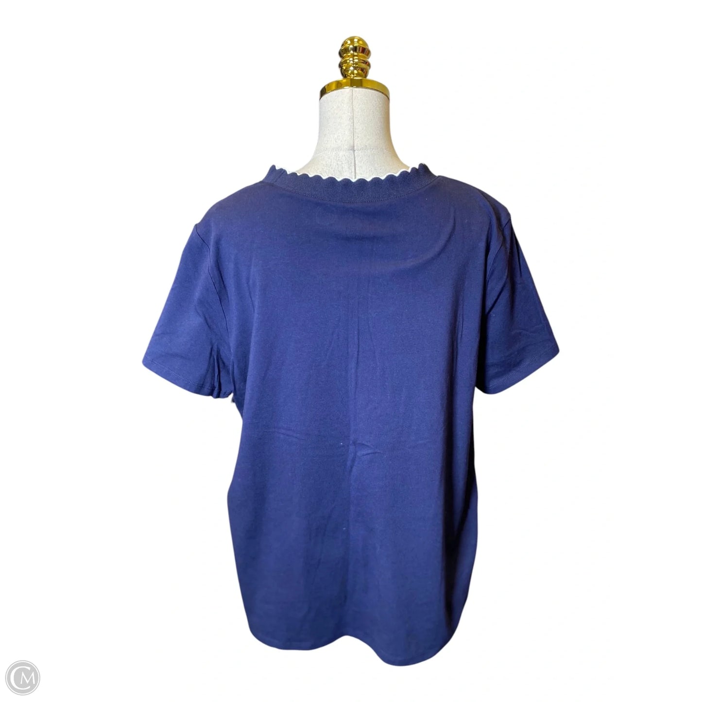 Top Short Sleeve By Anne Klein In Navy, Size: Xl