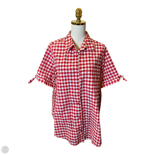 Top Short Sleeve By Romans In Plaid Pattern, Size: 18