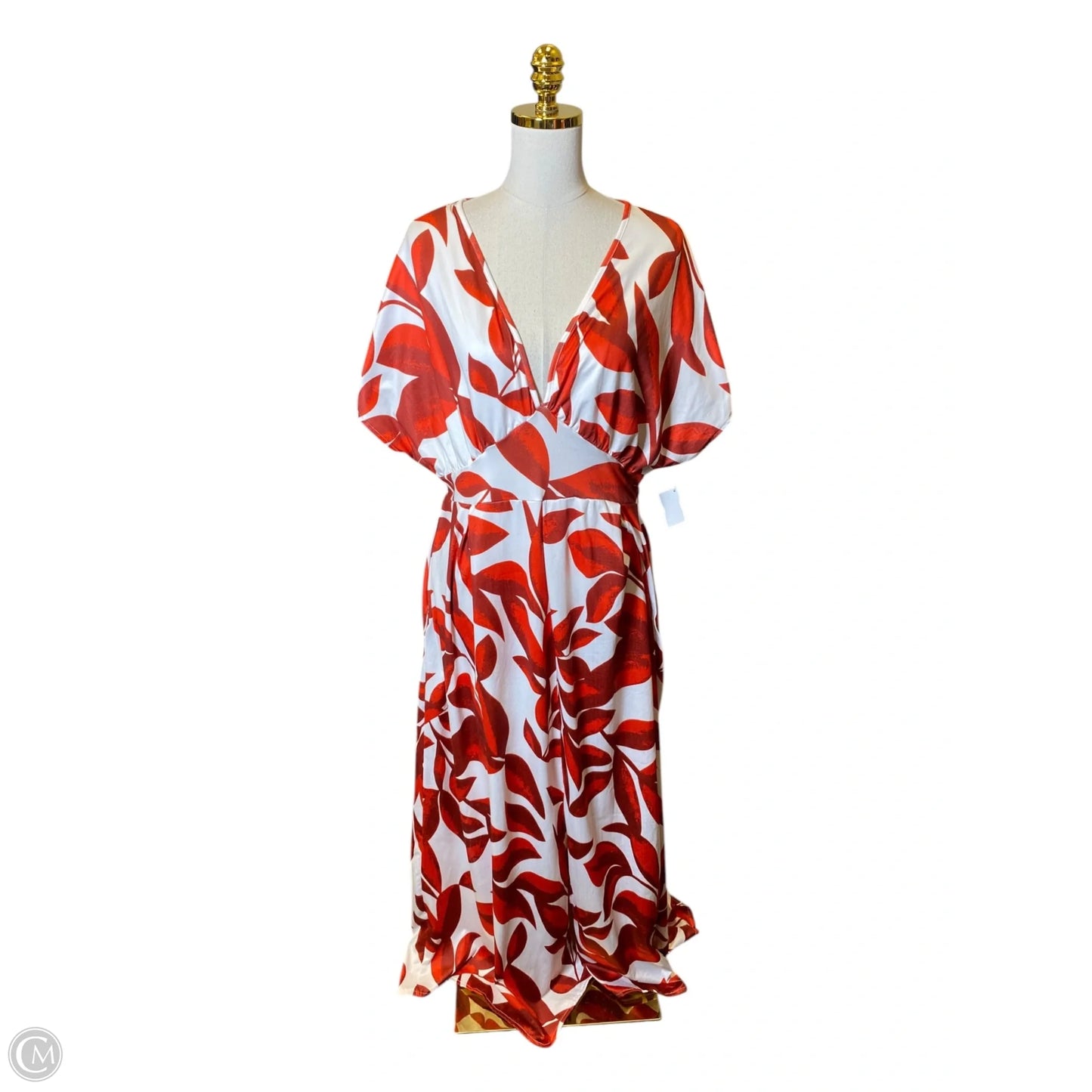 Dress Casual Maxi By Clothes Mentor In Red & White, Size: 1x