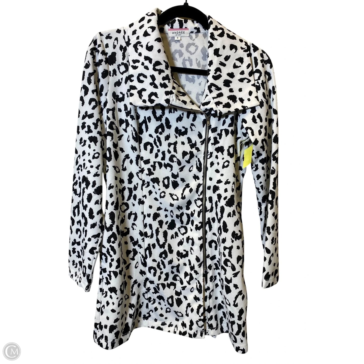 Jacket Moto By Clothes Mentor In Black & White, Size: S