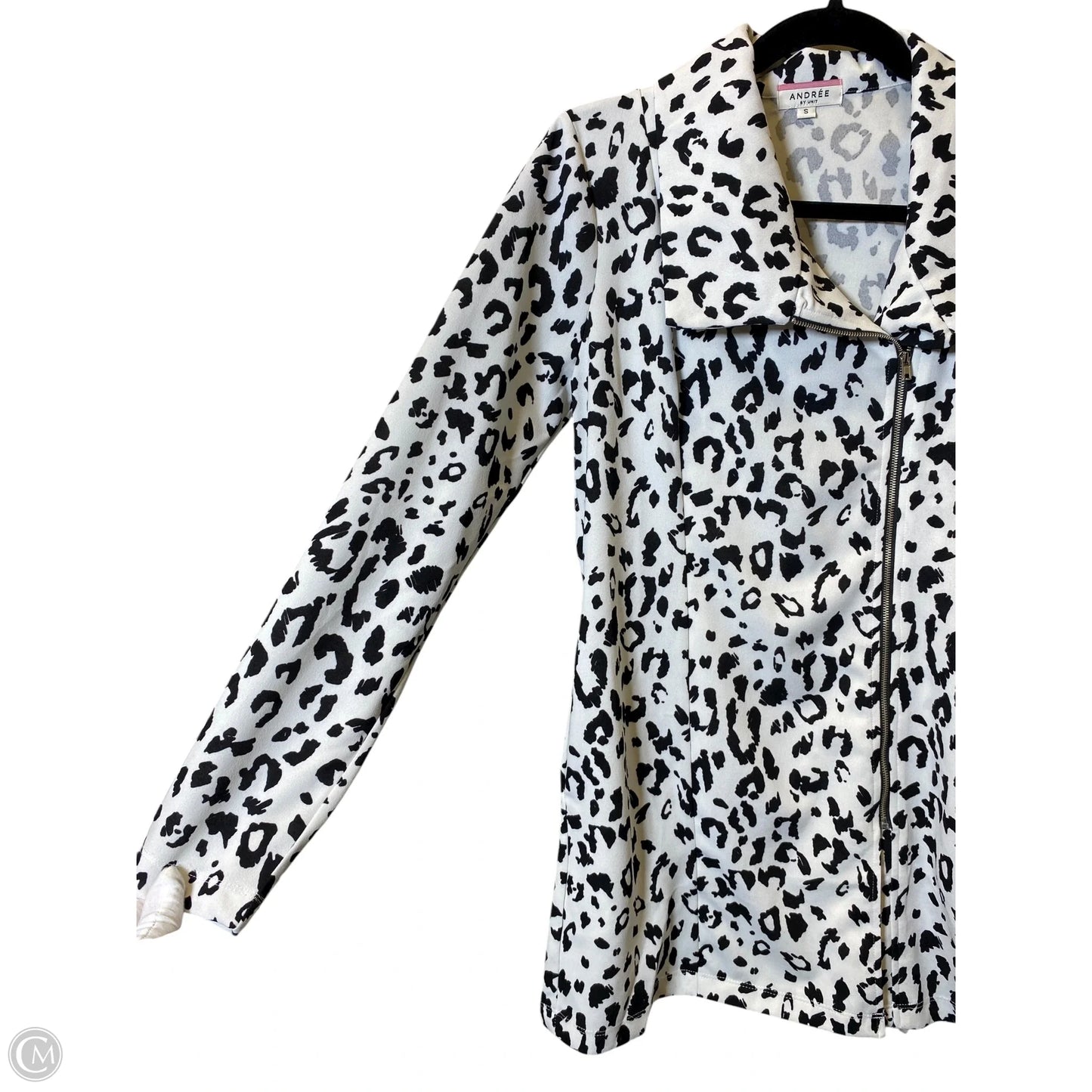 Jacket Moto By Clothes Mentor In Black & White, Size: S