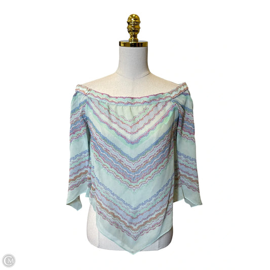 Blouse 3/4 Sleeve By Bcbgmaxazria In Multi-colored, Size: Xs