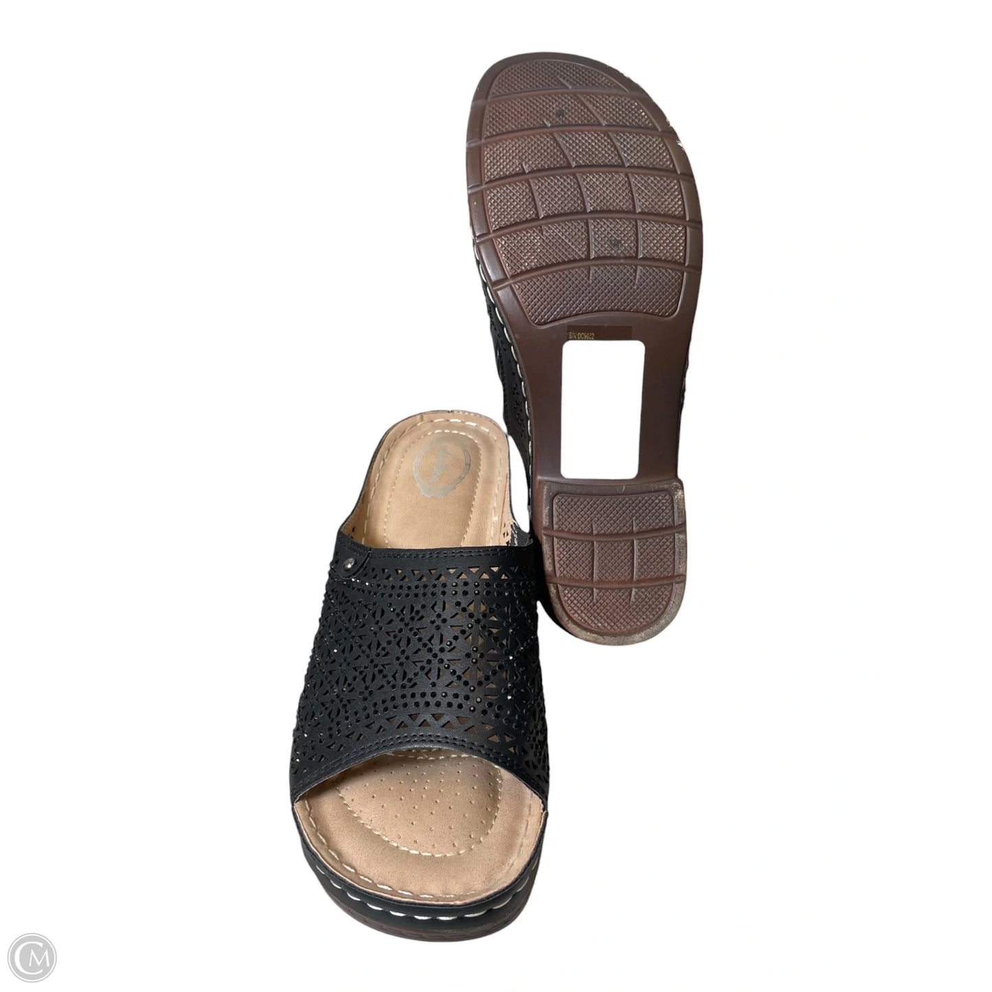Sandals Heels Block By Clothes Mentor In Black, Size: 8