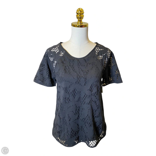 Blouse Short Sleeve By Ann Taylor In Black, Size: S