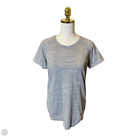 Athletic Top Short Sleeve By Lululemon In Striped Pattern, Size: L