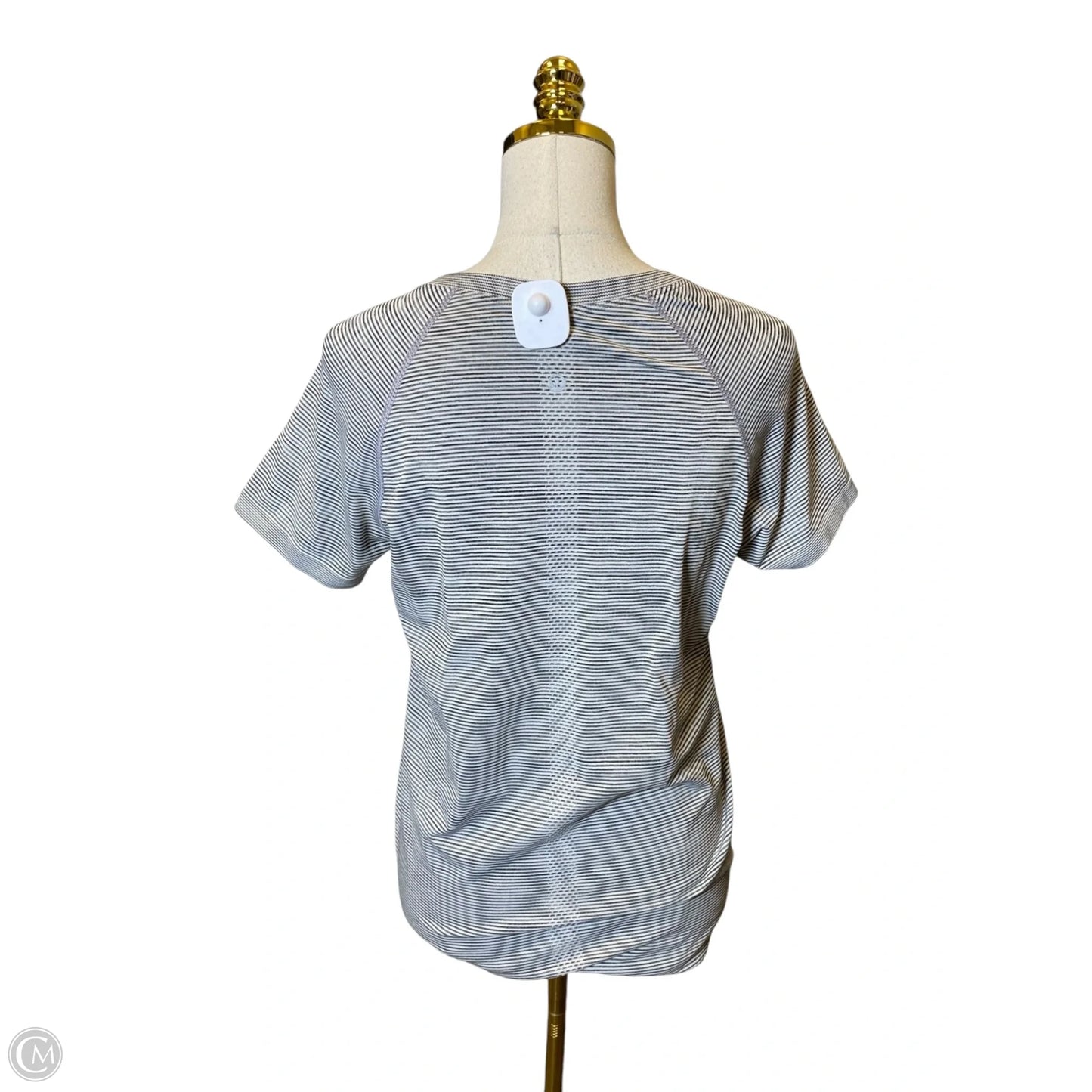 Athletic Top Short Sleeve By Lululemon In Striped Pattern, Size: L