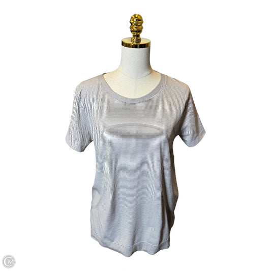 Athletic Top Short Sleeve By Lululemon In Striped Pattern, Size: L