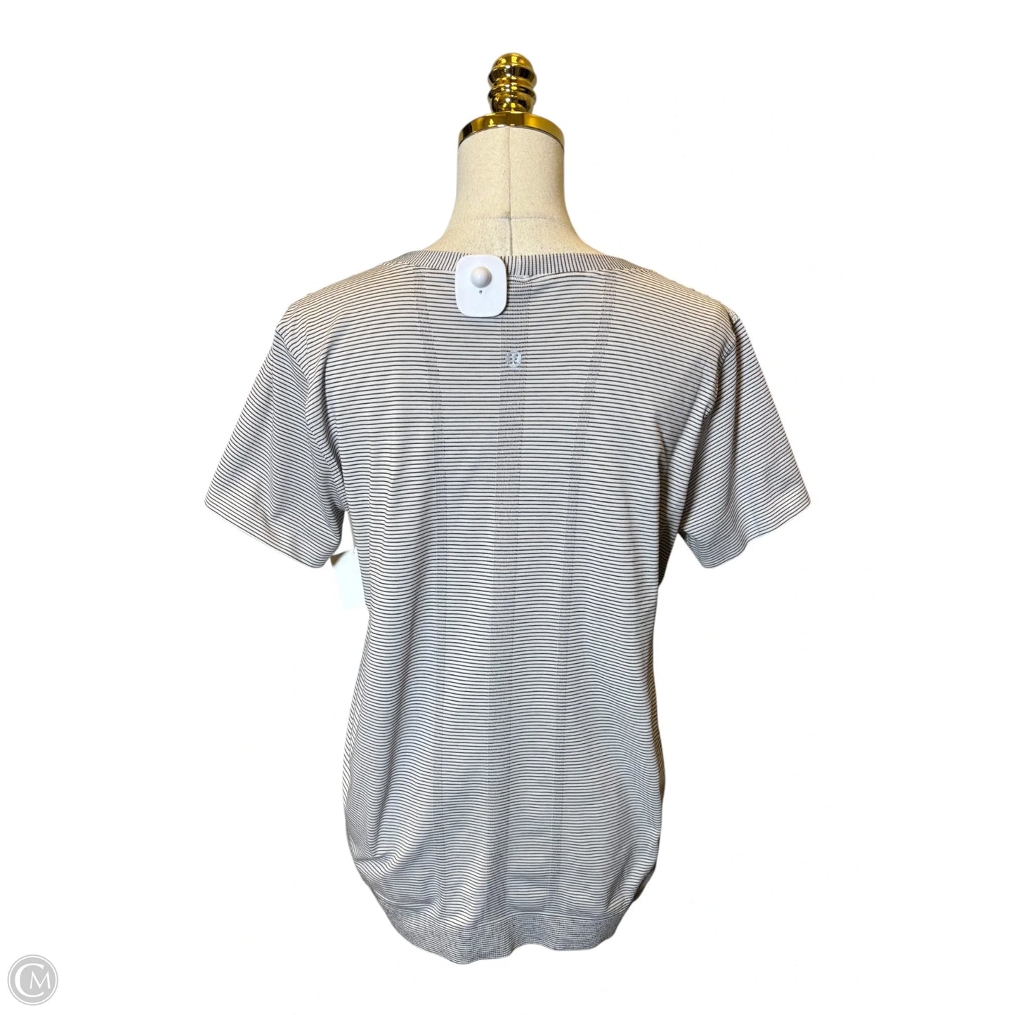 Athletic Top Short Sleeve By Lululemon In Striped Pattern, Size: L