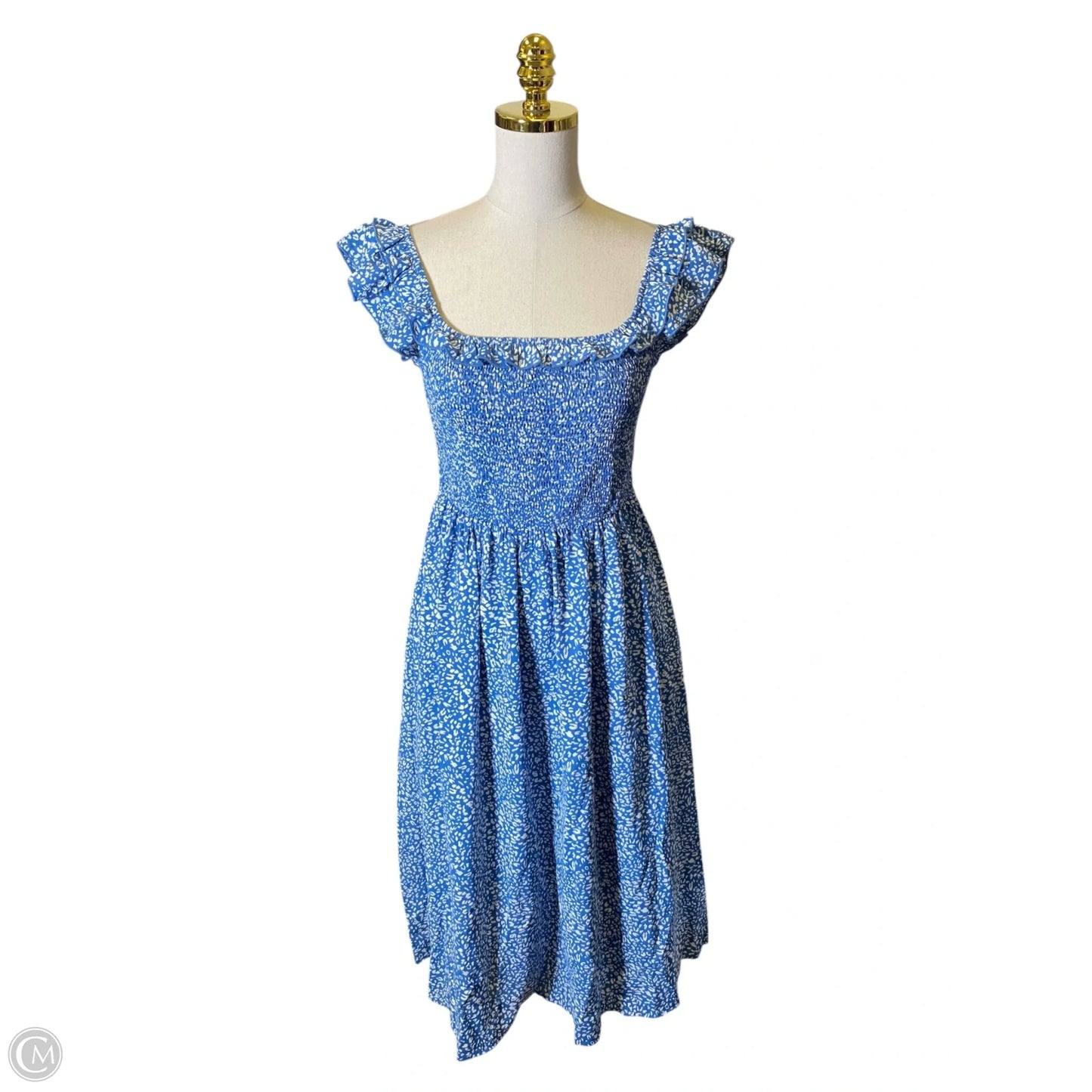 Dress Casual Midi By Exlura In Blue & White, Size: M