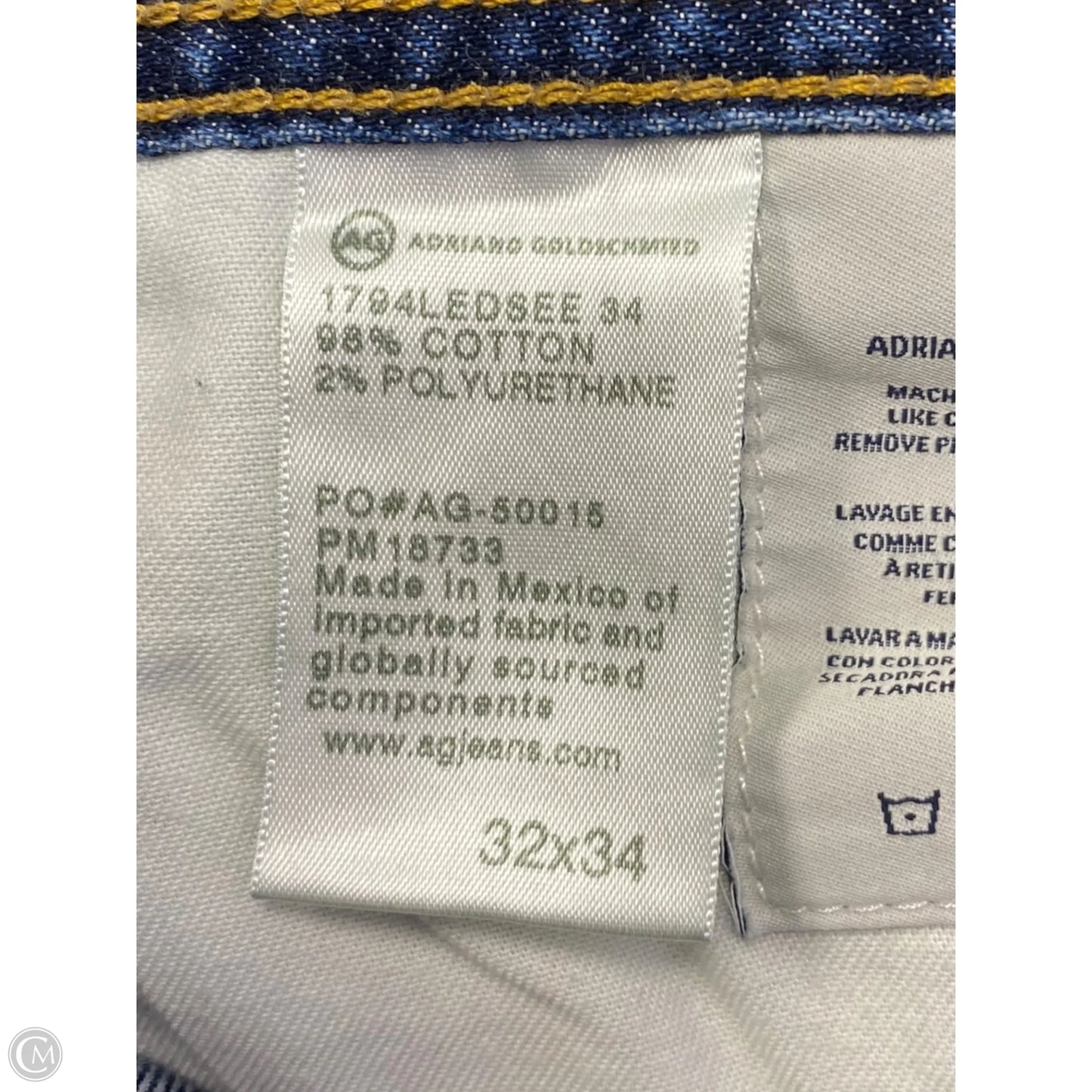 Jeans Straight By Adriano Goldschmied In Blue Denim, Size: 14