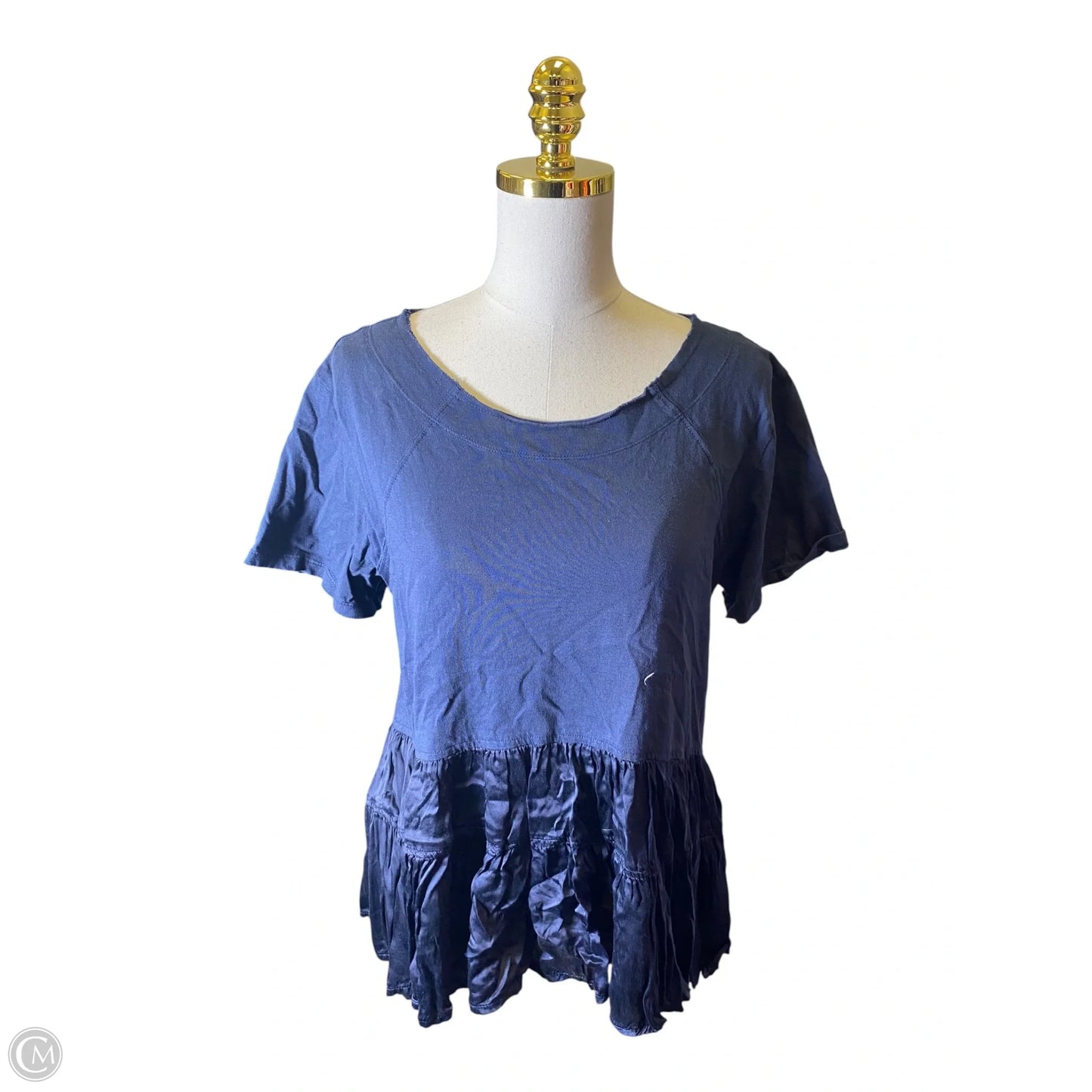 Blouse Short Sleeve By Anthropologie In Navy, Size: M