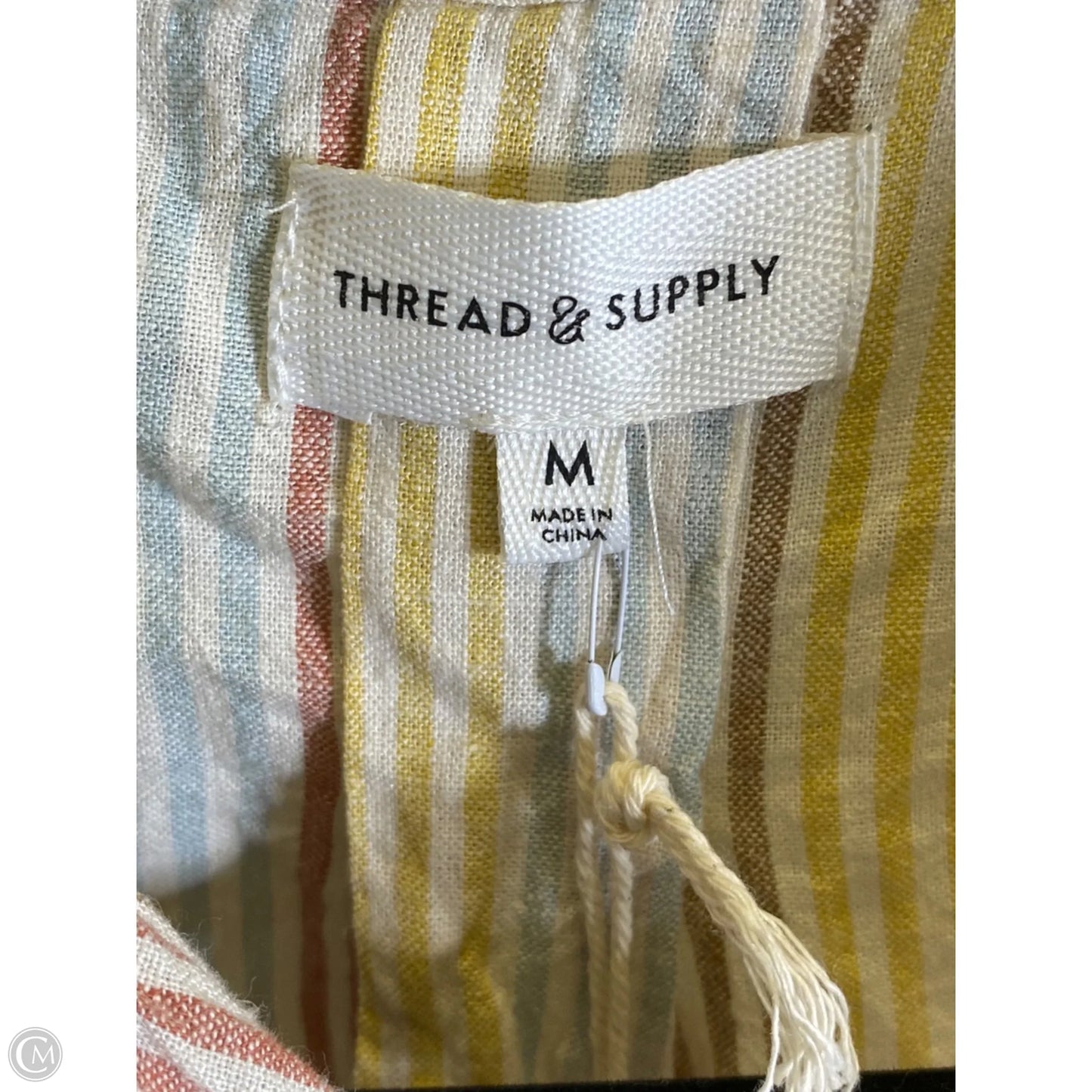 Blouse Short Sleeve By Thread And Supply In Striped Pattern, Size: M