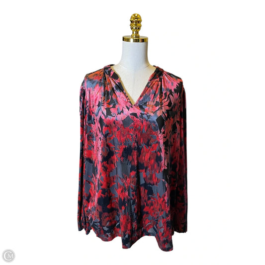 Blouse Long Sleeve By Clothes Mentor In Black & Red, Size: Xl