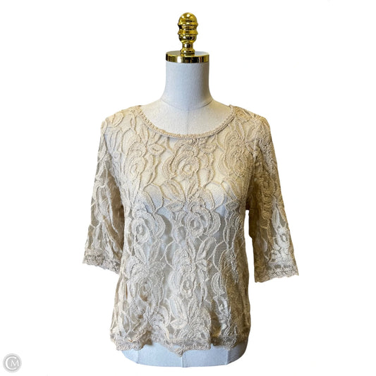 Blouse Short Sleeve By Fever In Tan, Size: L