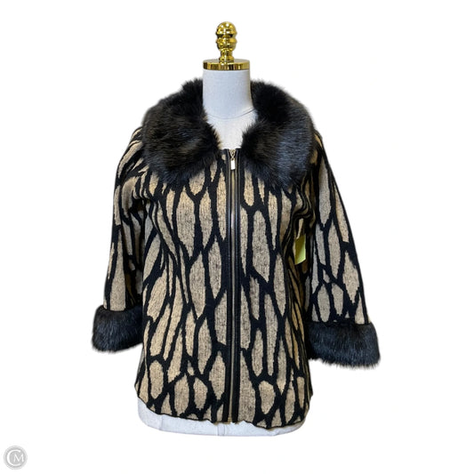 Sweater Cardigan By Chicos In Black & Tan, Size: M