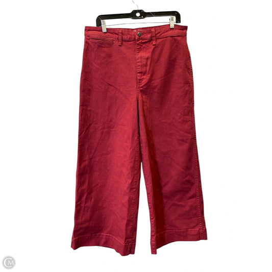 Jeans Wide Leg By Madewell In Red, Size: L