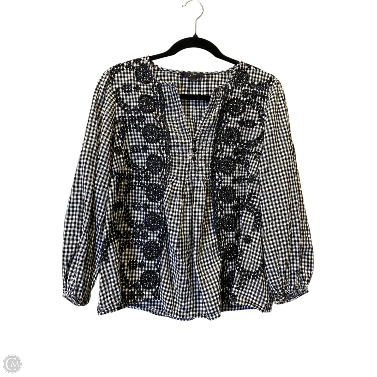 Blouse 3/4 Sleeve By J. Crew In Black & White, Size: M