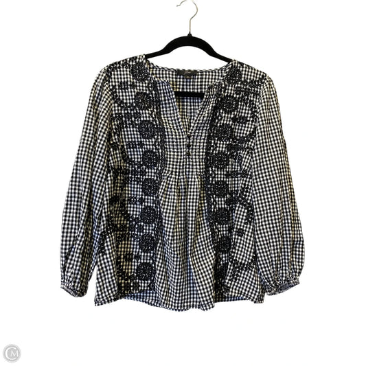 Blouse 3/4 Sleeve By J. Crew In Black & White, Size: M