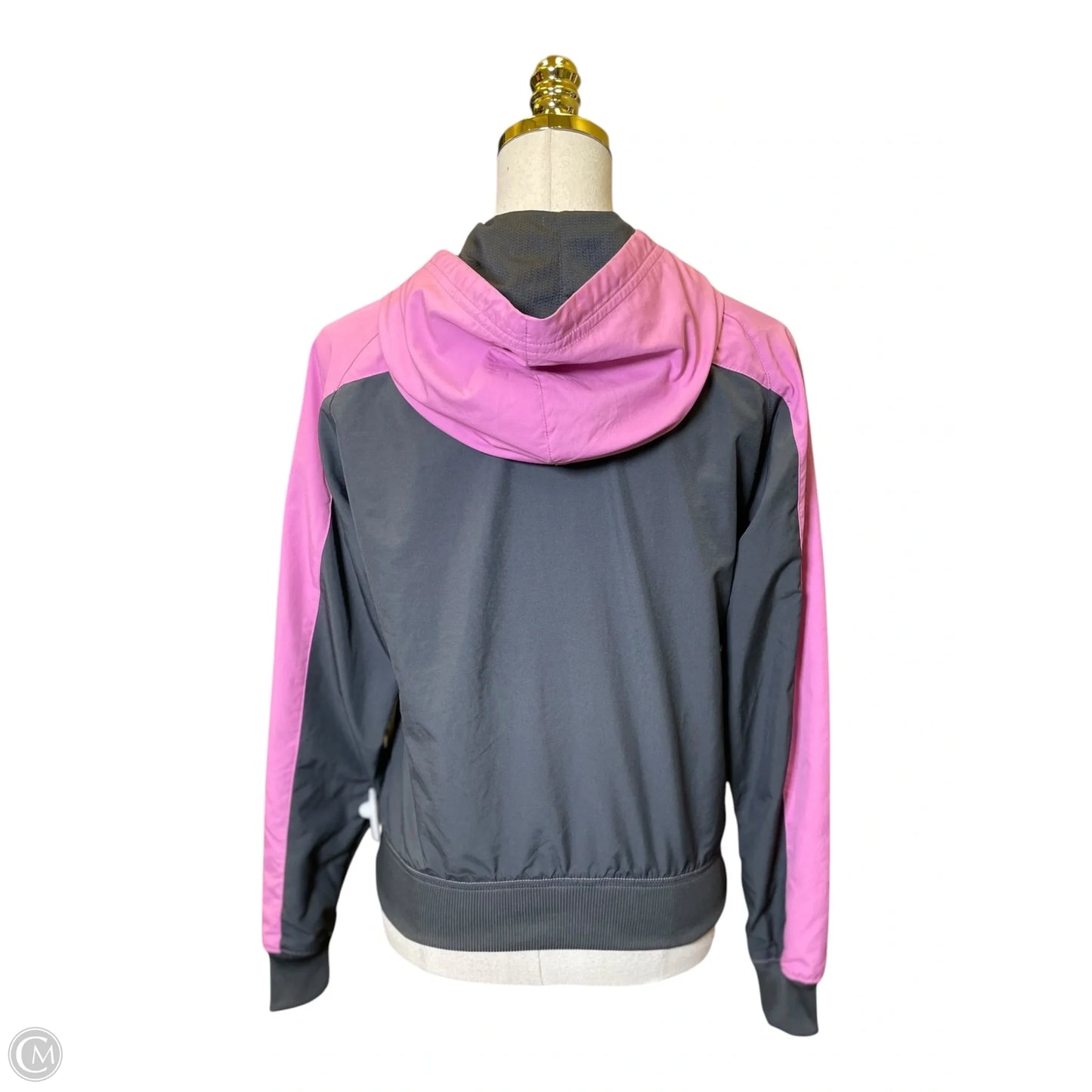 Jacket Windbreaker By Nike In Grey & Pink, Size: S