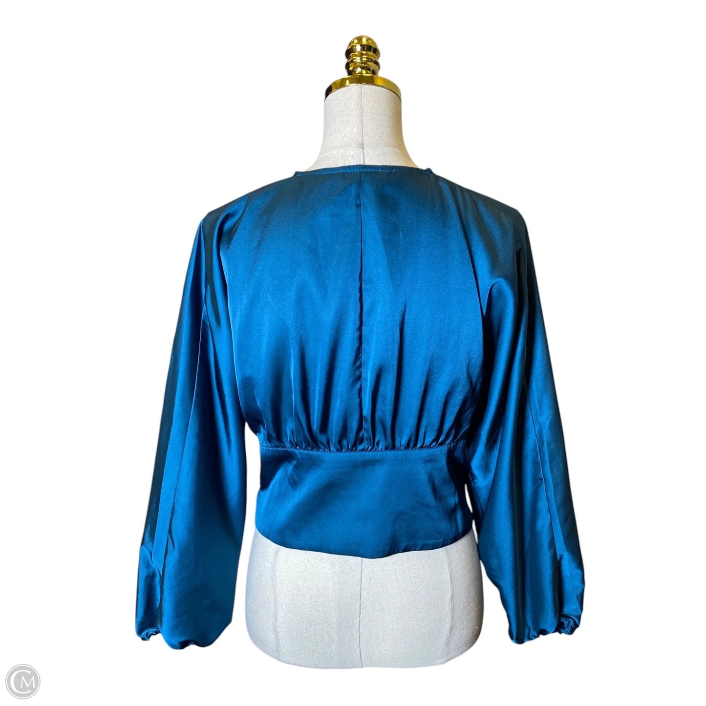 Blouse Long Sleeve By Banana Republic In Aqua, Size: 8