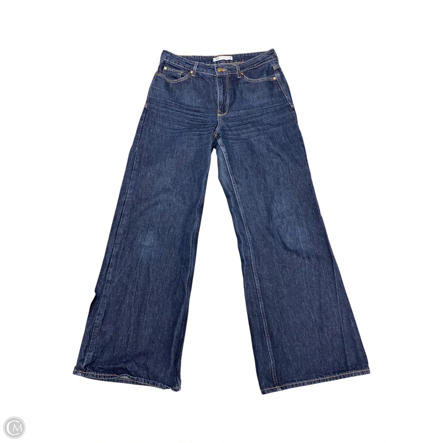 Jeans Wide Leg By Zara In Blue Denim, Size: 6