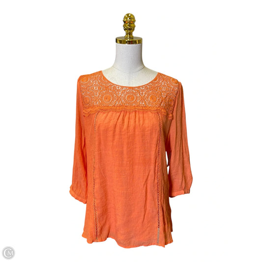 Blouse Long Sleeve By Figuero & Flower In Orange, Size: L