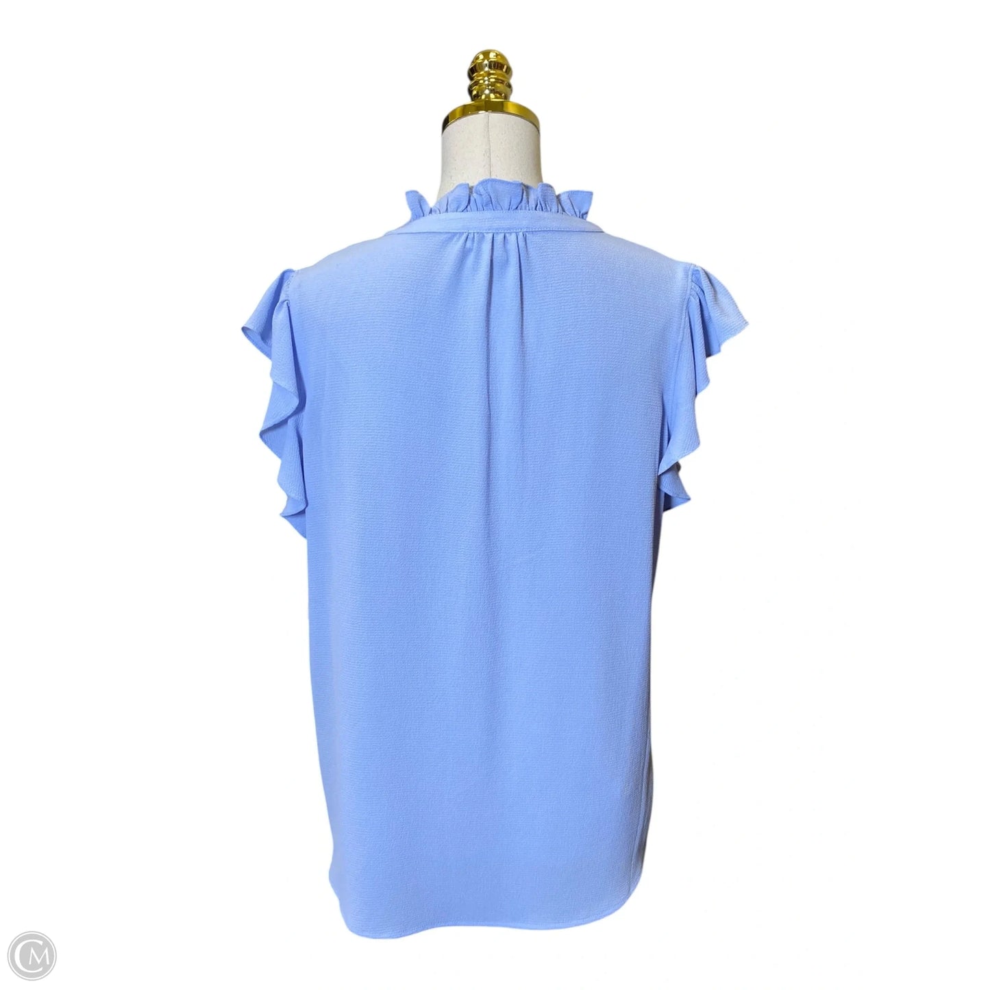 Blouse Short Sleeve By Calvin Klein In Blue, Size: L