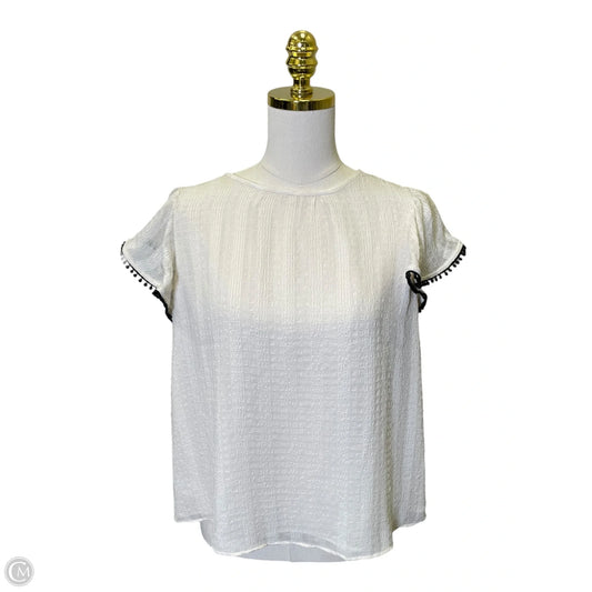 Top Short Sleeve By Ann Taylor In Black & Cream, Size: Mp