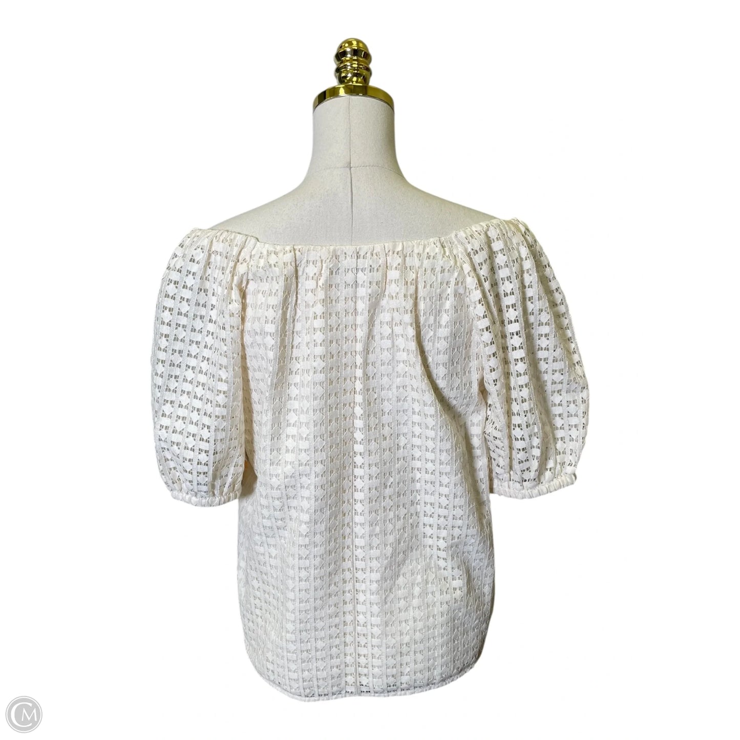 Top Short Sleeve By Ann Taylor In Cream, Size: S