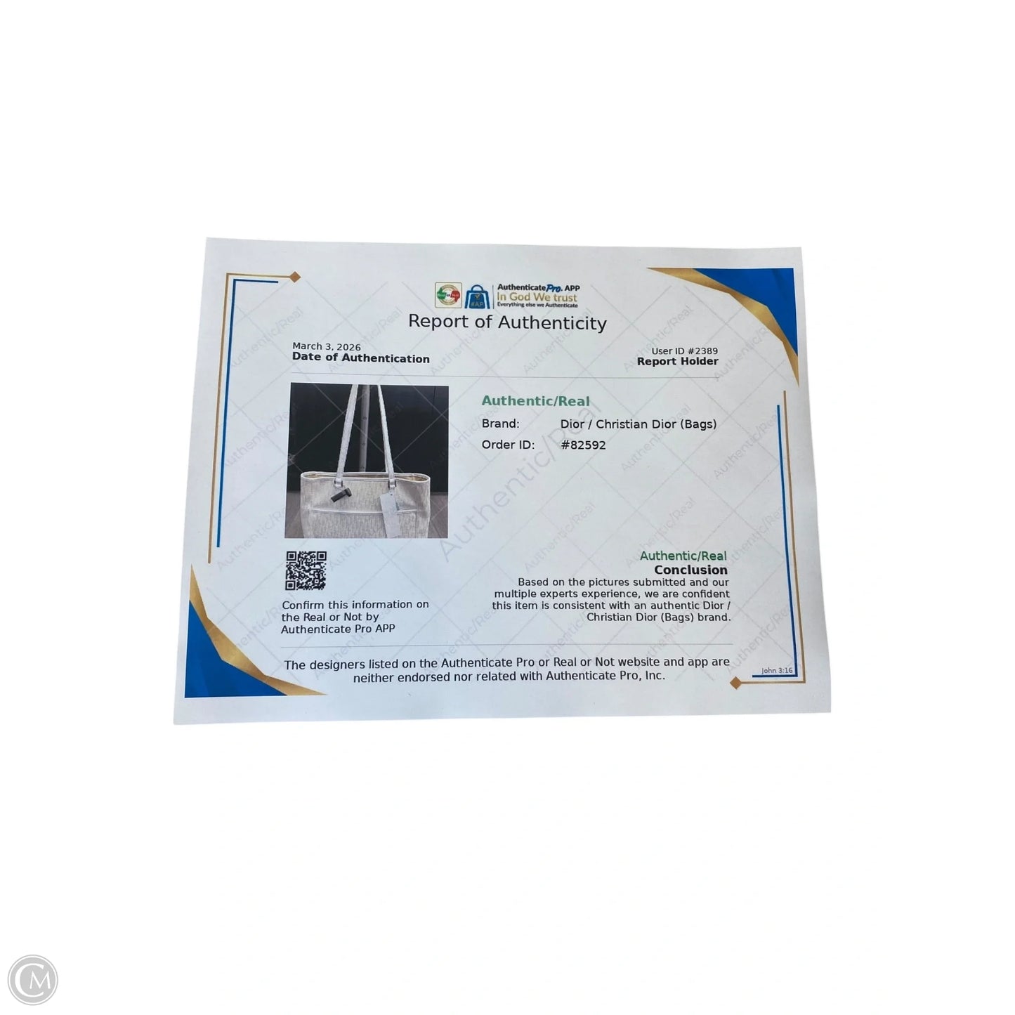 Tote Luxury Designer By Dior, Size: Medium