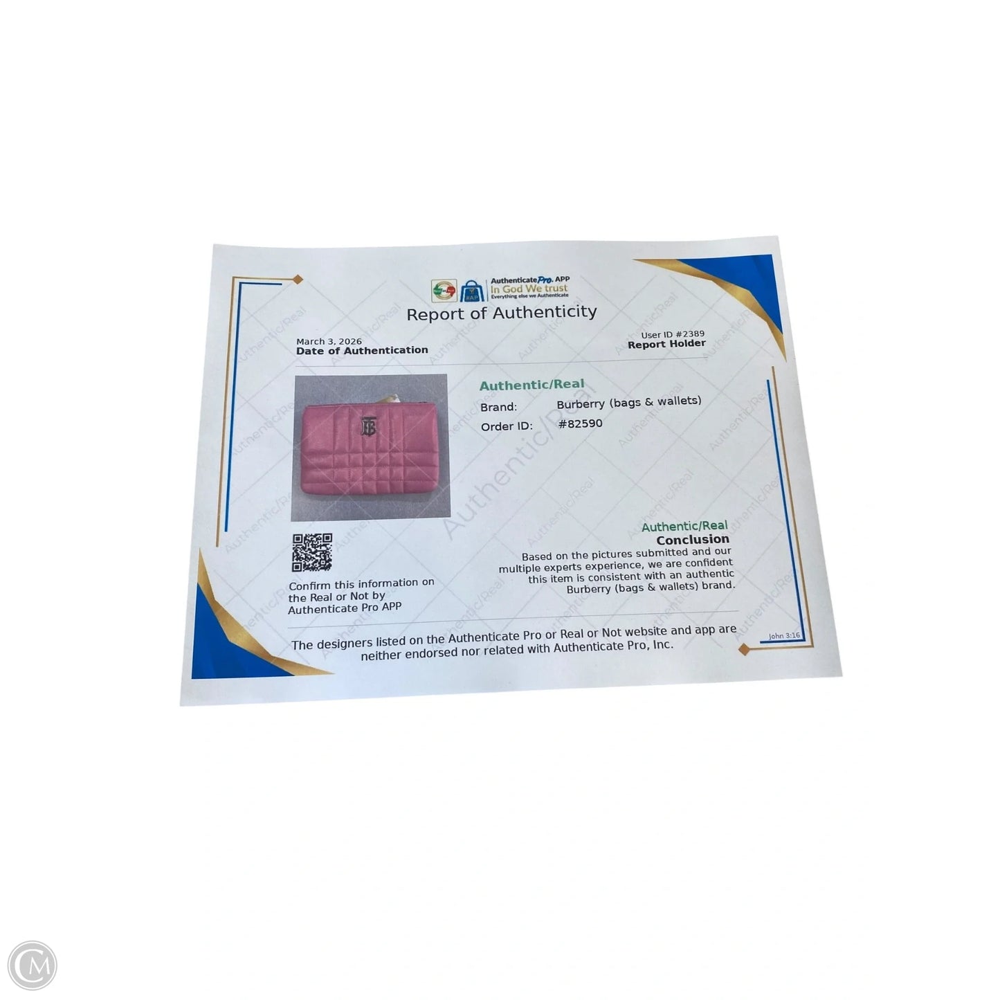 Clutch Luxury Designer By Burberry, Size: Small