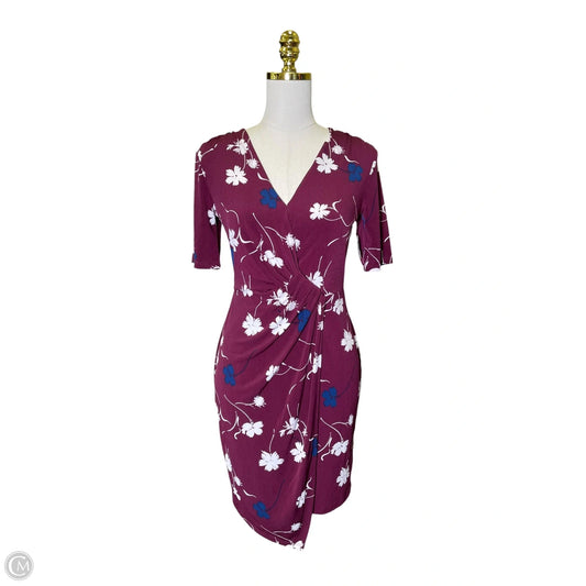 Dress Casual Midi By Banana Republic In Purple & White, Size: Xs