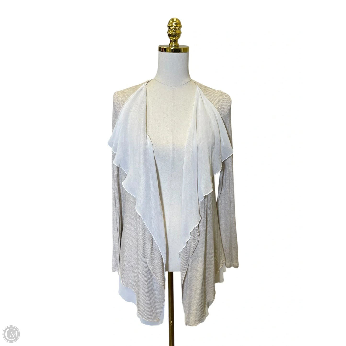Cardigan By Pebble And Stone In Tan & White, Size: M