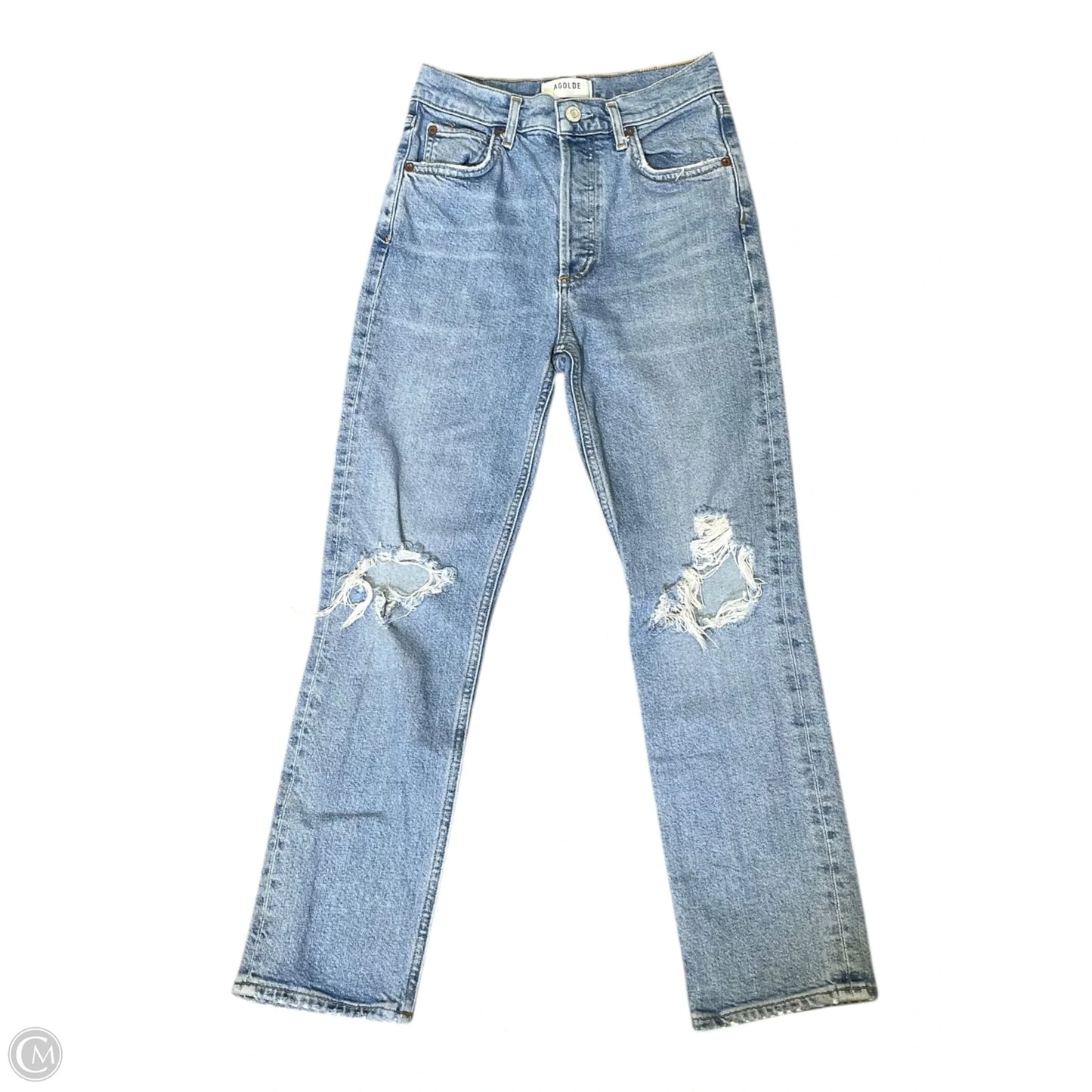 Jeans Straight By Agolde In Blue Denim, Size: 0
