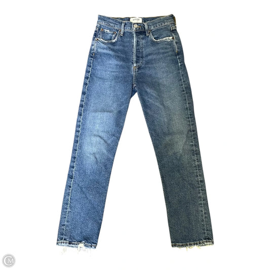 Jeans Straight By Agolde In Blue Denim, Size: 0