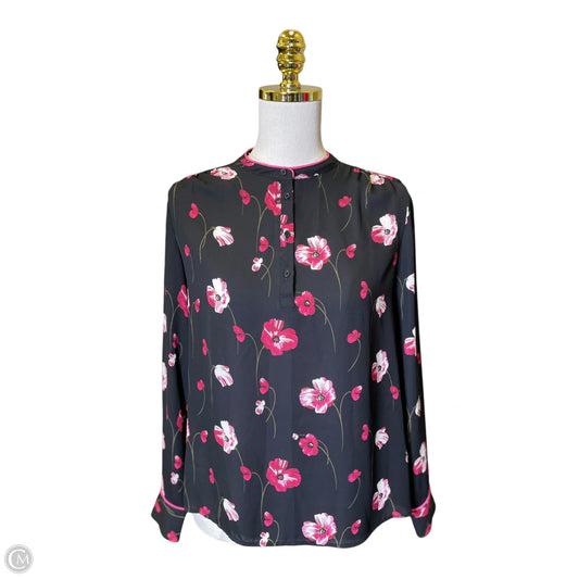 Top Long Sleeve By Banana Republic In Black & Pink, Size: Xs