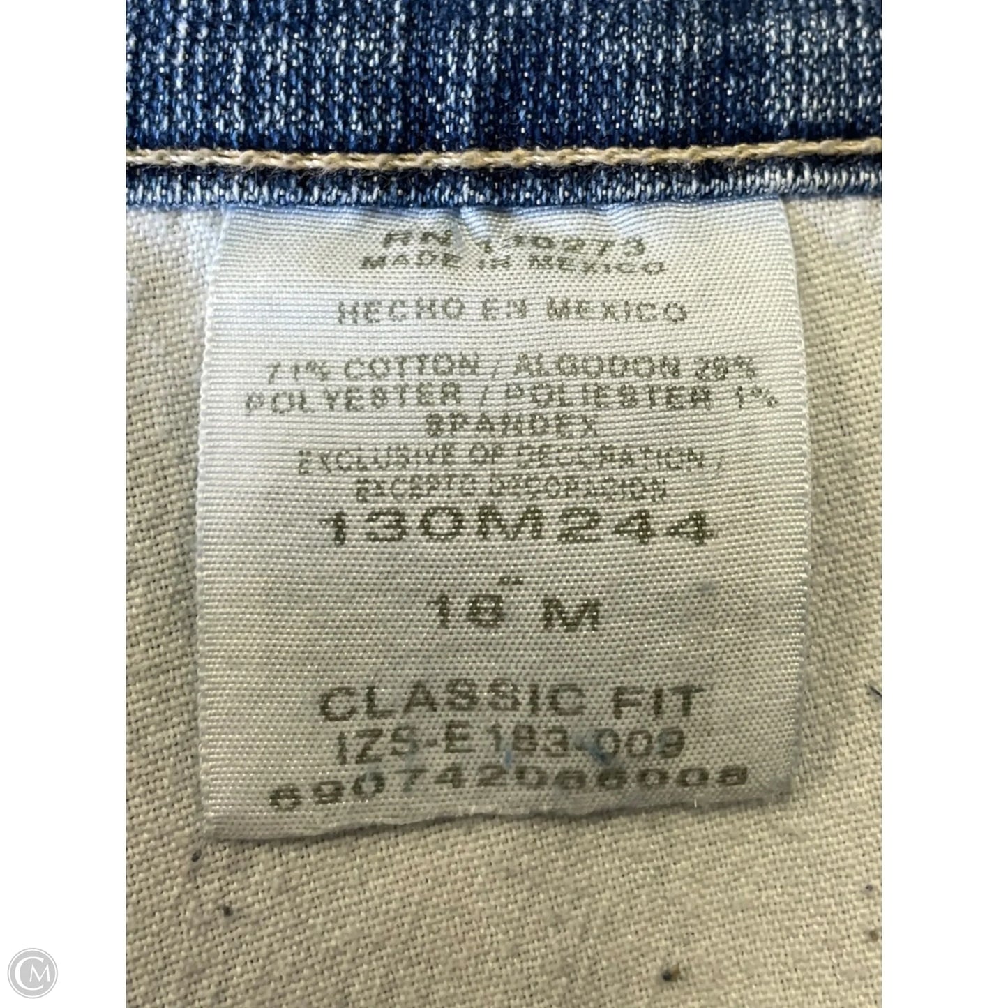 Jeans Straight By Lee In Blue Denim, Size: 18